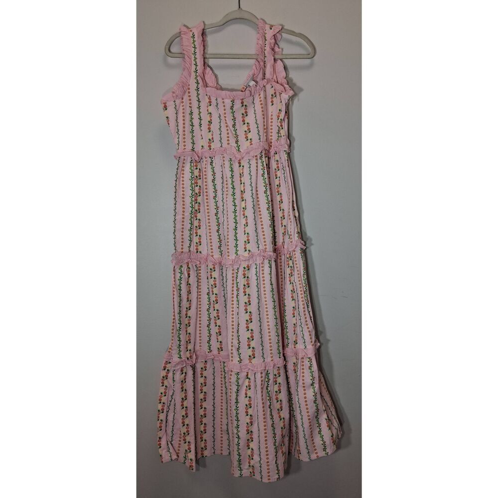 Neon rose London womens small maxi dress pink tiered floral boho sundress - Picture 3 of 11